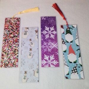 Bookmarks Set Lot of 4 Laminated Christmas Winter Theme NEW